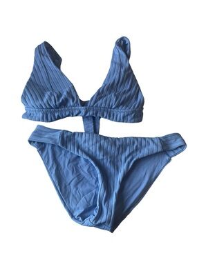 BECCA Dusty Blue Ribbed Swim Two-Piece